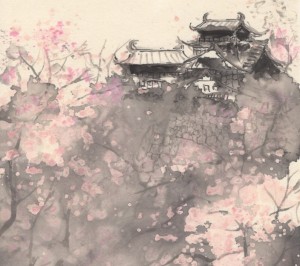 現代水墨画桜